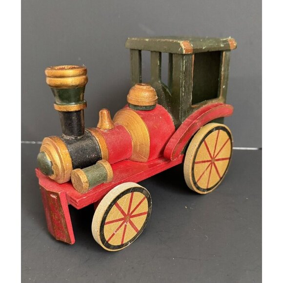 Wooden Train True Vintage Childs Christmas Toy 7” Wheels Work Kids Choo Decor - Picture 5 of 11